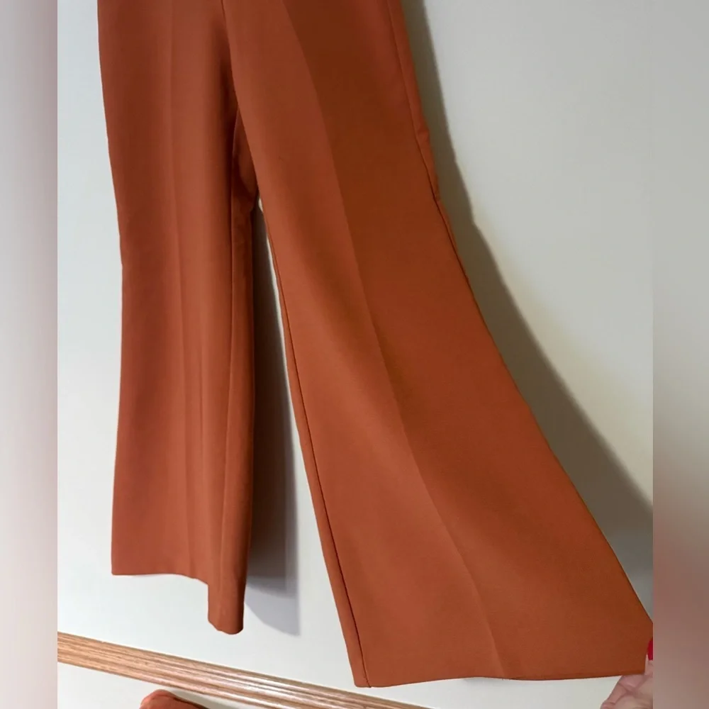 Urban Outfitters UO Naya High-Waisted Flare Pant Rust Orange